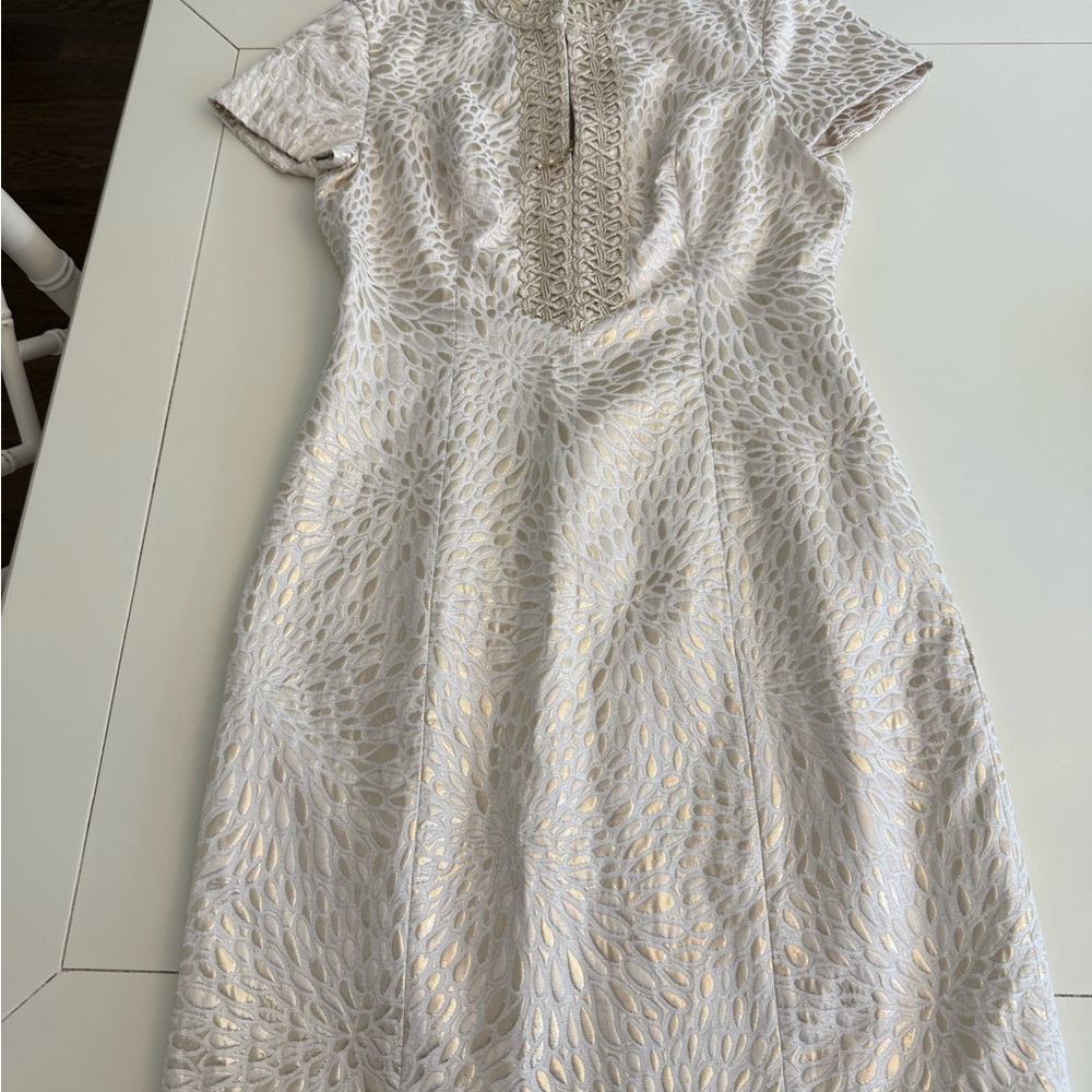 Lilly Pulitzer Cream and Gold Jacquard Dress